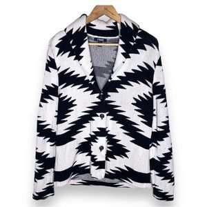 Chaps Aztec Slub Knit Cardigan Sweater Jacket Women’s Large
